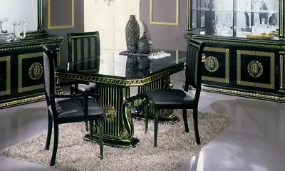 £1579 • Buy Rosella ITALIAN Large Ext-Dining Table Black /Gold + 6 Chairs By H2O DESIGN