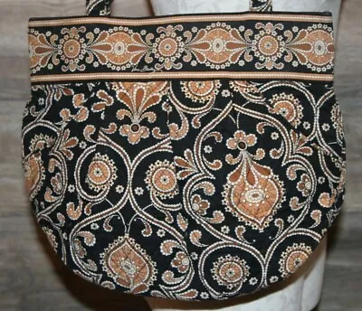 Vera Bradley Black Brown Caffe Latte Morgan Retired 2008 Tote Bag Purse Handbag • $18