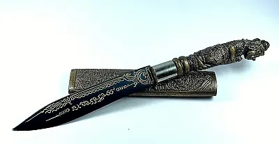 Blessed Carved Lek Namphi Tao Wessuwan Meed Mor Knife Sword Dagger Thai Amulet • $119.99