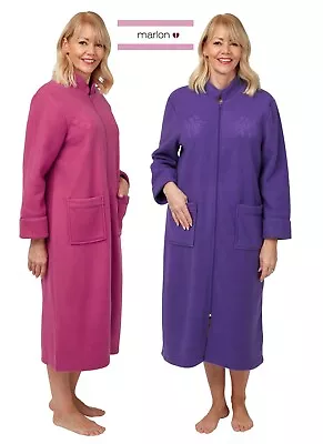 LADIES*POLAR FLEECE ZIP UP THROUGH DRESSING GOWN* FLEECE 8/26 Pink And BLUE • £24.95