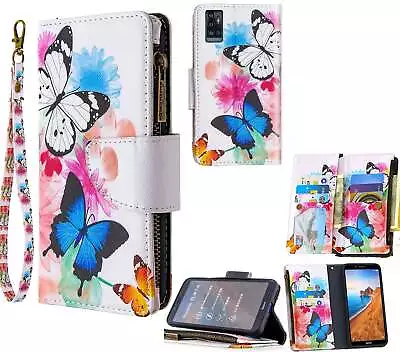 Zte Blade A71 5G Fashion Printed Case Triple Wallet 9 Cards Zip Pocket • $14.50