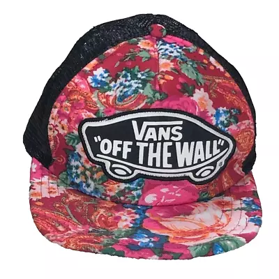 VANS Vintage Trucker Hat Cap Floral Front - Snapback & Mesh Back -Unisex • £18.17