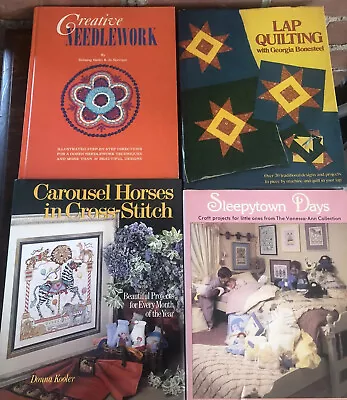 Vintage Lot 4 Craft Books Needlework Quilting Cross-stitch Craft Projects • $14.99