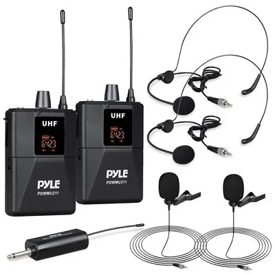 Pyle PDWMU211 Dual Wireless Headset Mic Kit Lavalier Mic • $57.99