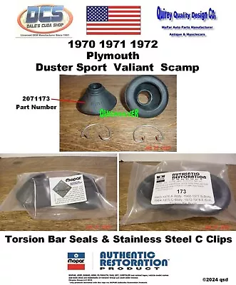 1970 - 1972 Duster Valiant Torsion Bar Boots Seals & SS Clips 2071173 MoPar • $32.99