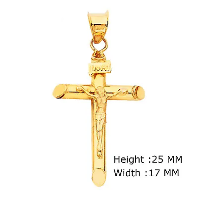 14K  YELLOW GOLD Jesus Crucifix Cross Pendant Charm Necklace Men Women • $107.80