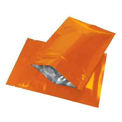 100/500 Glossy Orange Smell Proof Mylar Foil Bags Resealable Zipper Seal Pouch • $9.99
