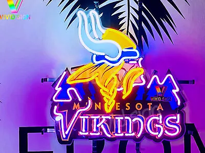 US STOCK 17 X17  Minnesota Vikings Logo Neon Sign Light Lamp HD Vivid Printing • $149.98