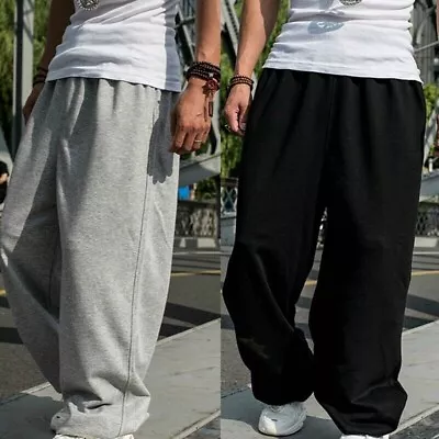 Men Loose Fit Pants Hip Hop Sports Casual Sweatpants Elastic Waist Trouser Baggy • $25.99