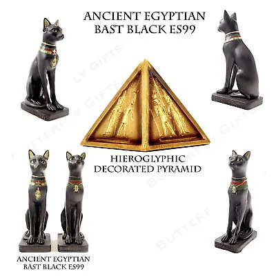 Ancient Black Bast Cat Egyptian Figurine Ethnographic Ornament Egyptian Pyramid • £14.95