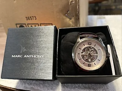 Marc Anthony Skelton Watch FMDMA534 Brown Leather Band New • $64.99