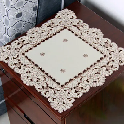 $19.79 • Buy Set Of 4 Square Embroidered Lace Placemat Dining Table Mats Pad Home Decor 40cm