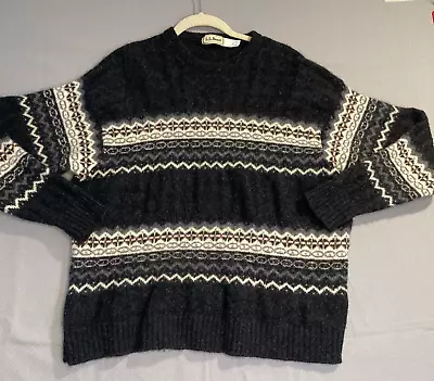 Vtg LL Bean Mens Large Pullover Long Sleeve Shetland Wool Scotland Knit Sweater* • $20.98