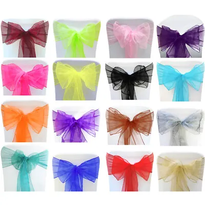 £36.99 • Buy Organza Chair Sashes Wraps Seat Bow Prom Party Event Decor Table Sash Ribbons