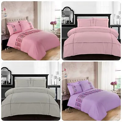 Eva Lace Duvet Cover Sets Embroidered And Graceful Poly Cotton Bedding All Sizes • £21.26