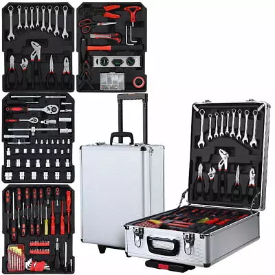 786pcs Tool Kit Trolley Case Box Wheels Mechanics Box Toolbox Portable Dual Lock • $139