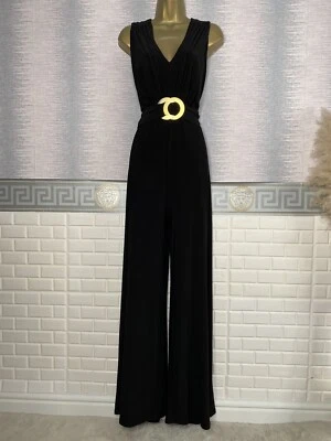 £7.77 • Buy PHASE EIGHT FULL  LENGTH Black Jersey Stretchy Wide Leg JUMPSUIT /DRESS SIZE 12
