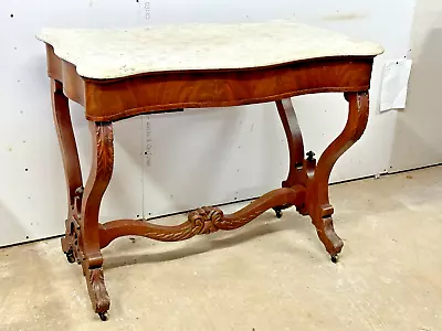 1840s Classical Flame Mahogany Marble Top Center Table Parlor  French Empire • $575