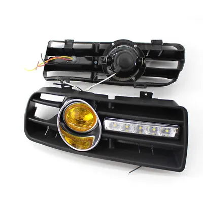 Front Bumper Grill Fog Yellow Light Grille LED DRL Lamp For VW Golf MK4 97-03 PA • $55.11