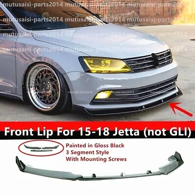 Fit For 2015-18 Volkswagen Jetta Mk6.5 Gloss Black Front Bumper Lip Splitter Kit • $52.49