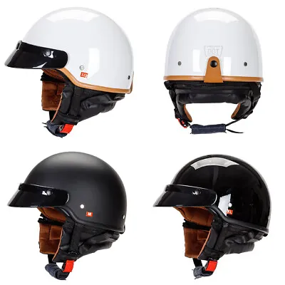 DOT Motorcycle Half Helmet Vintage Motorcycle Helmets With Detachable Neck S-XXL • $58.88