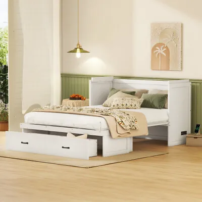 Space Saving Murphy Wall Bed With Storage Drawer Cabinet Bed Full Queen Size Bed • $839.99