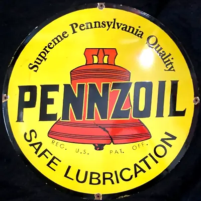 Vintage Art PENNZOIL SAFE LUBRICATION PORCELAIN ENAMEL SIGN Rare Advertising 30  • $199