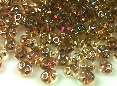$4.32 • Buy Twin 2 Hole Czech Glass Seed Beads Size 2.5x5 Mm   CRYSTAL WITH VENUS   25 Grams