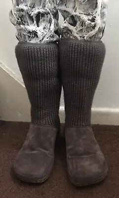 £25.99 • Buy Clarks Suede/knitted /wool Grey Ladies Boots Size 6D