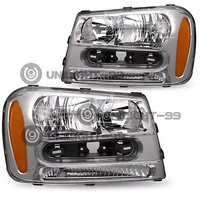 For 2002-2009 Chevy Trailblazer Ext Headlights Chrome Headlamps W/ Bulbs 02-09 • $87.99