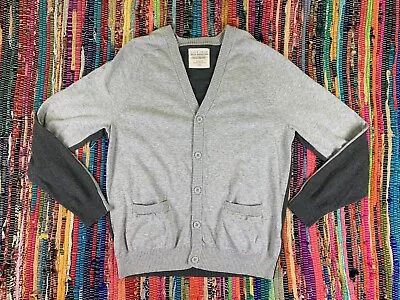 Five Four Nick Wooster Mens Medium 38-40 Cardigan Sweater Gray Dark Gray Cotton • $21.99