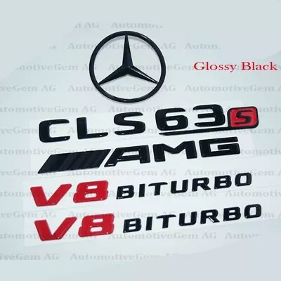 CLS63S AMG V8 BITURBO Rear Star Emblem Glossy Black Badge Combo Set For W218 #4 • $38