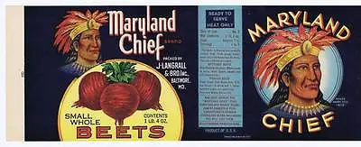Maryland Chief Can Label Small Whole Beets J Langrall & Bro Inc. Baltimore MD • $4