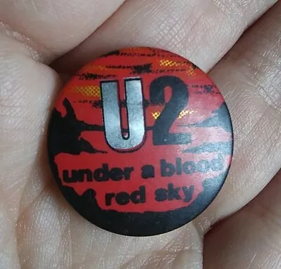 Vintage 80s ~ U2 ~ Under A Blood Red Sky ~ Badge Bono The Edge Band PIN Pinback • $11.17