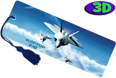 Fighter Jet Plane Bookmark & Tassel - Moving 3D Hologram Book Place Holder 15 CM • £2.67