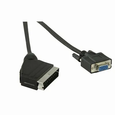 2m SCART To SVGA VGA 15 PIN Female Socket 2 Metre Cable • £5.65