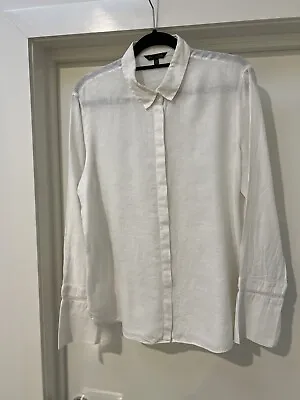 Massimo Dutti White Linen Shirt Size 10 US Excellent Condition  • $30