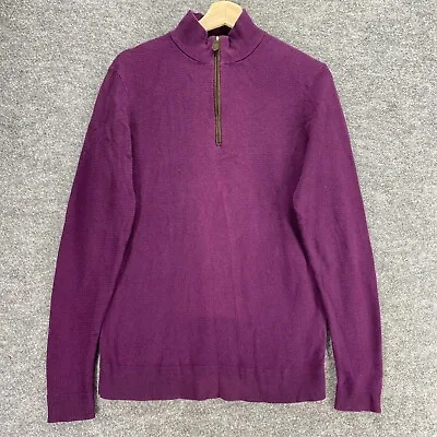 J.S. Bank Pullover Men M Medium Purple Knit Cashmere Long Sleeve Sweater • $23.96
