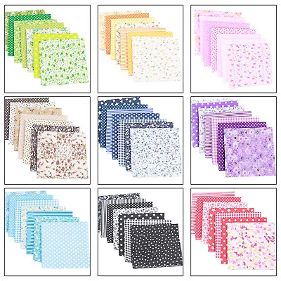 £2.89 • Buy 7pcs 100% Cotton Fabric Assorted Pre-Cut Fabric Square Bundle DIY Decor 25x25cm