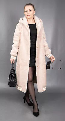 9061 New Glamorous Sheepskin Coat Luxury Fur Jacket Hood Beautiful Look Size L • £0.79