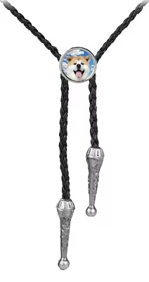 Akita Dog Code39 DOME On A Necktie Bola Bolo Western Cowboy Tie • £12.99