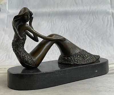 Island Princess Mermaid 100% Real Bronze Figure Nautical Sculpture Figurine Sale • $129.50