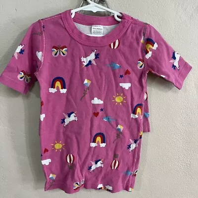 130cm Size 8 Hanna Andersson Pink Unicorn Rainbow Kite Pajama Set Short Sleeve • $13.49