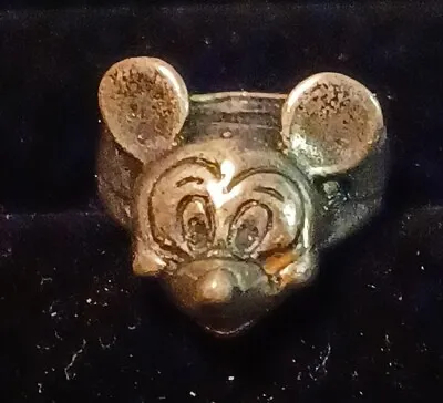 Vintage Mickey Mouse Sterling Silver  Disney Ring Size 5.5 - 7 Grams • $50