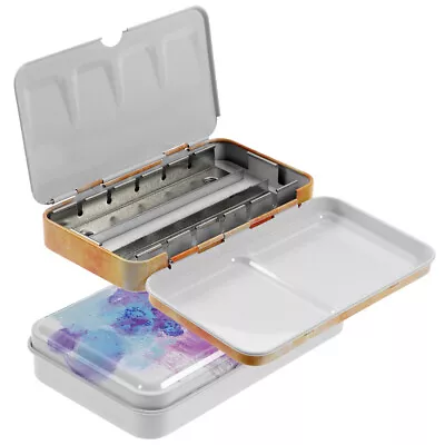  2 Sets Iron Pigment Box Travel Empty Watercolor Tins Small Mixing Tray • £17.38