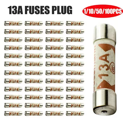 100Pcs 13A Domestic Fuses Plug Top Household Mains 13amp Plug Cartridge Fuse UK • £2.96