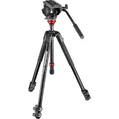 Manfrotto 500 Fluid Video Head With 190X Video Aluminum Tripod & Leveling Column • $669