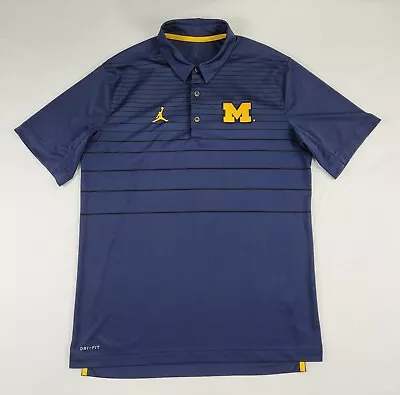 Nike Jordan Michigan Wolverines Polo Shirt Mens Medium Blue Short Sleeve Dri-Fit • $20