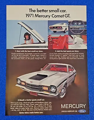 1971 Mercury Comet Gt  The Better Small Car  Original Print Ad Ford (lot White) • $14.99