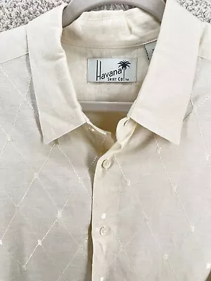 Havana Shirt Co. Size XL Men's Cuban Style Shirt Cream Ivory Color Linen/Rayon • $9.99